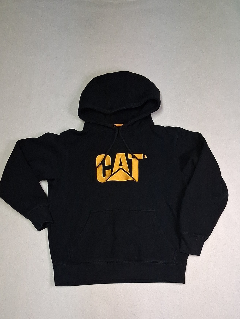Caterpillar Black Hoodie with Yellow CAT Logo